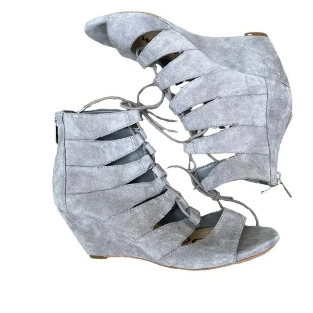 Sam Edelman Santina Lace up Suede Wedge